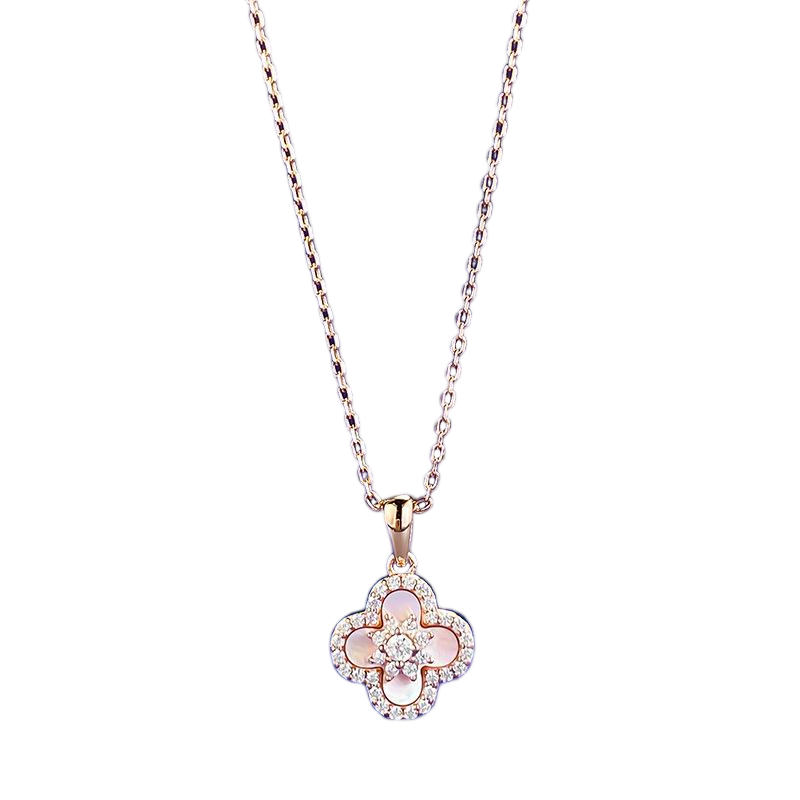 Sparkle Sakura Clover Necklace