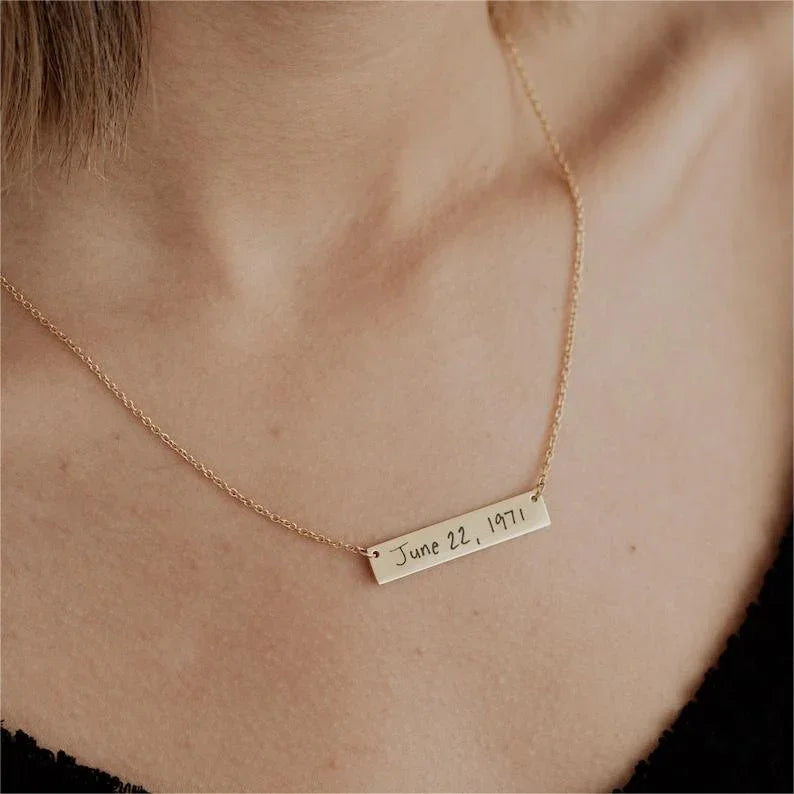 Actual Handwriting Bar Necklace - Camillaboutiqueshop