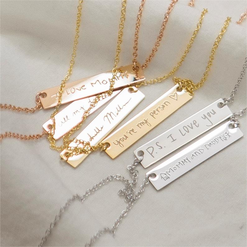 Actual Handwriting Bar Necklace - Camillaboutiqueshop
