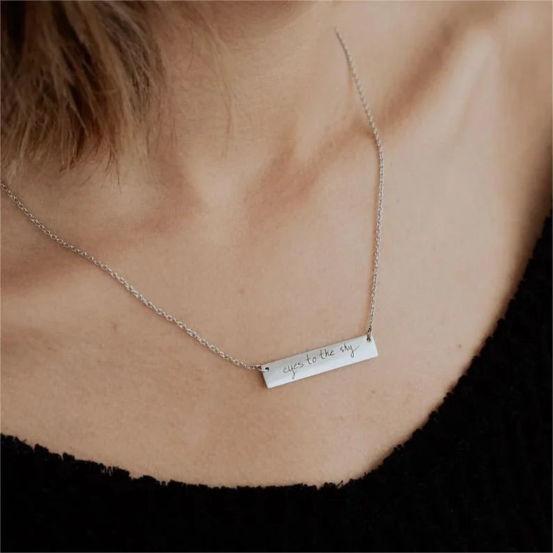 Actual Handwriting Bar Necklace - Camillaboutiqueshop