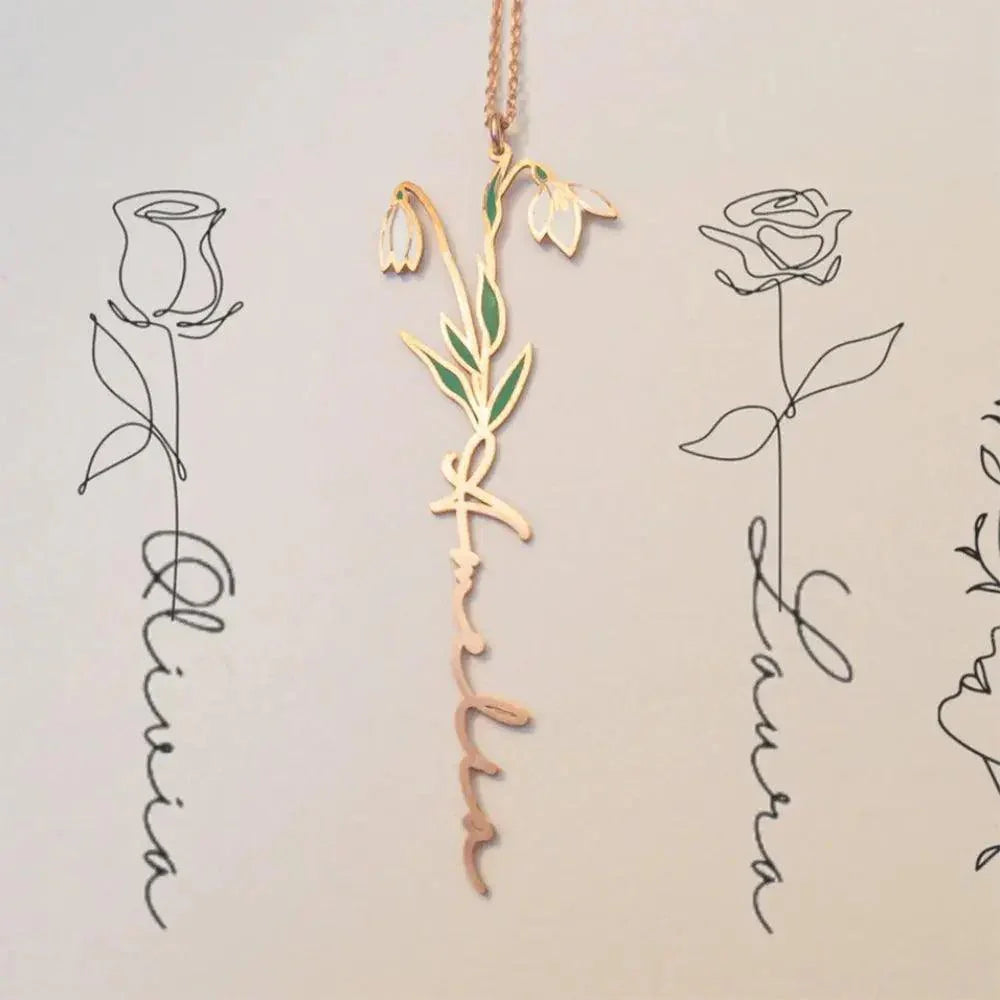 Birth Flower Tattoo with Name Idea