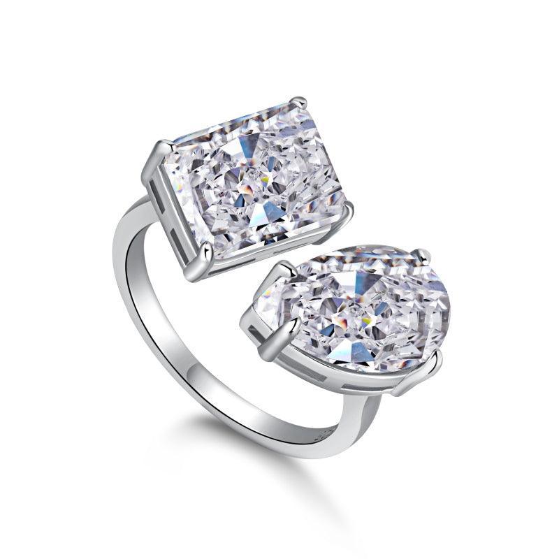 Classic Radiant Cut Split Shank Toi et Moi Sterling Silver Ring - Camillaboutiqueco camillaboutiqueshop.com
