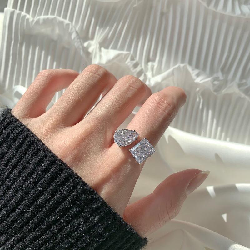 Classic Radiant Cut Split Shank Toi et Moi Sterling Silver Ring - Camillaboutiqueco camillaboutiqueshop.com