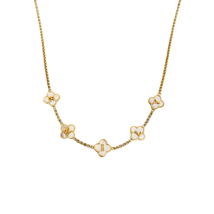 Custom Name Clover Necklace - Mother Of Pearl - Camillaboutiqueshop