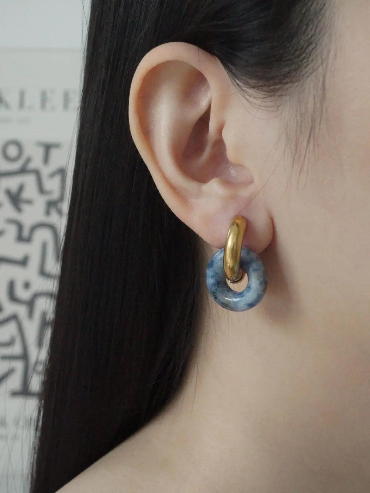 DONUT HOOPS - BLUE STONE - Camillaboutiqueco camillaboutiqueshop.com