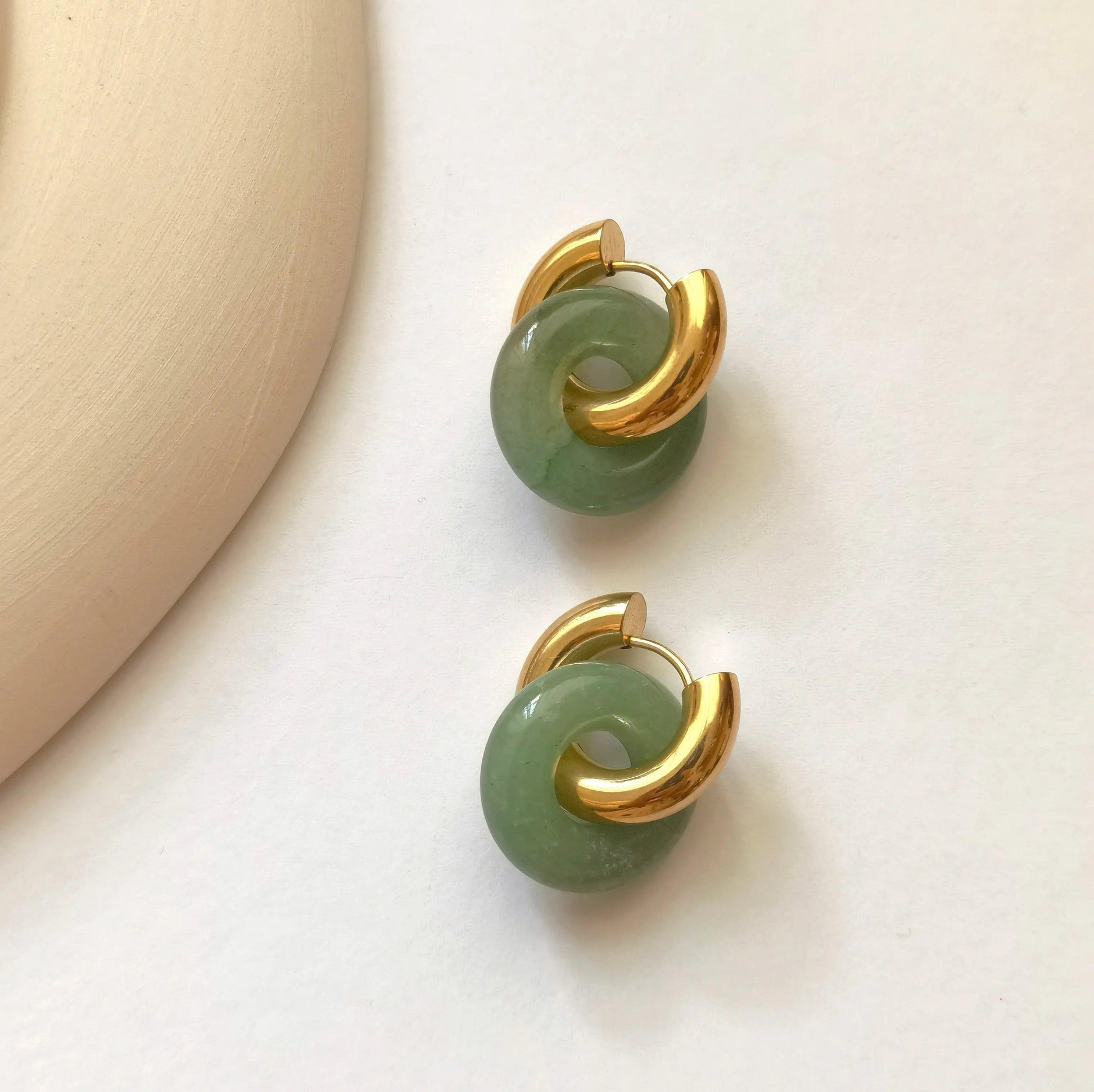 DONUT HOOPS - GREEN AVENTURINE - Camillaboutiqueco camillaboutiqueshop.com