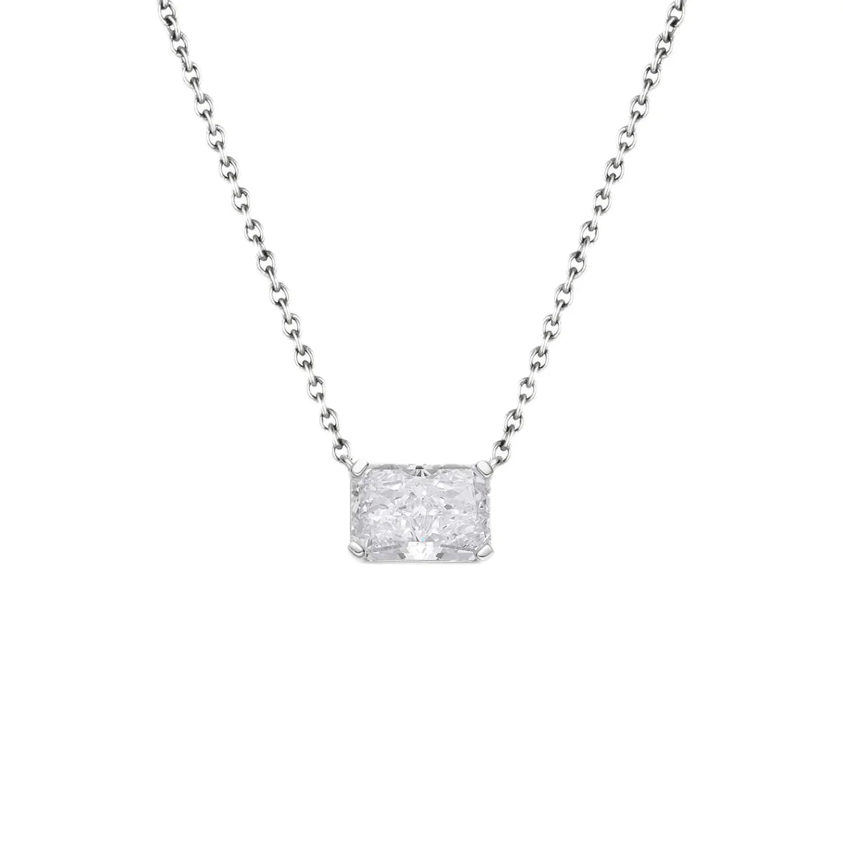 East West Radiant Cz Pendant Necklace | Sterling Silver - Camillaboutiqueshop