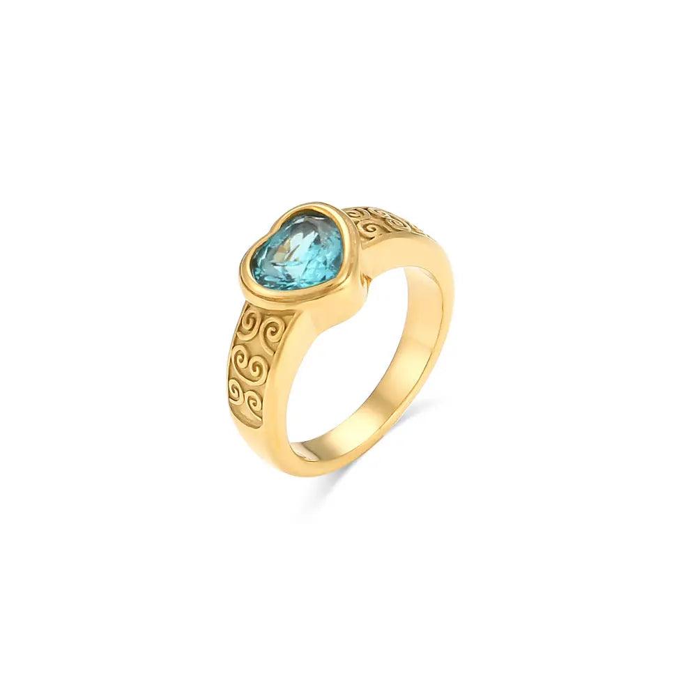 Gemstone Heart Ring - Camillaboutiqueco camillaboutiqueshop.com