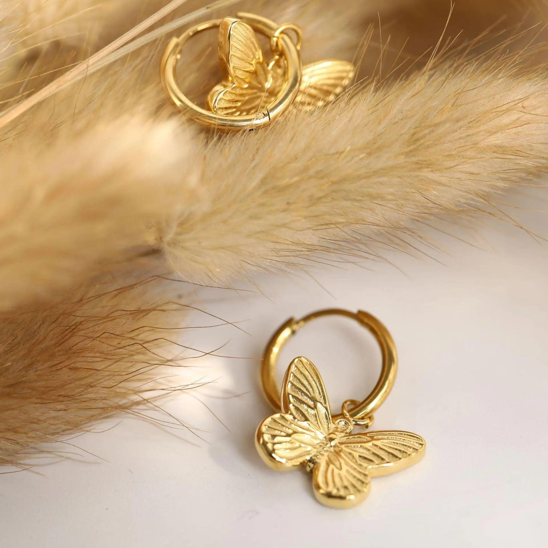 Gold Hoop Butterfly Earring For Women - Camillaboutiqueco camillaboutiqueshop.com