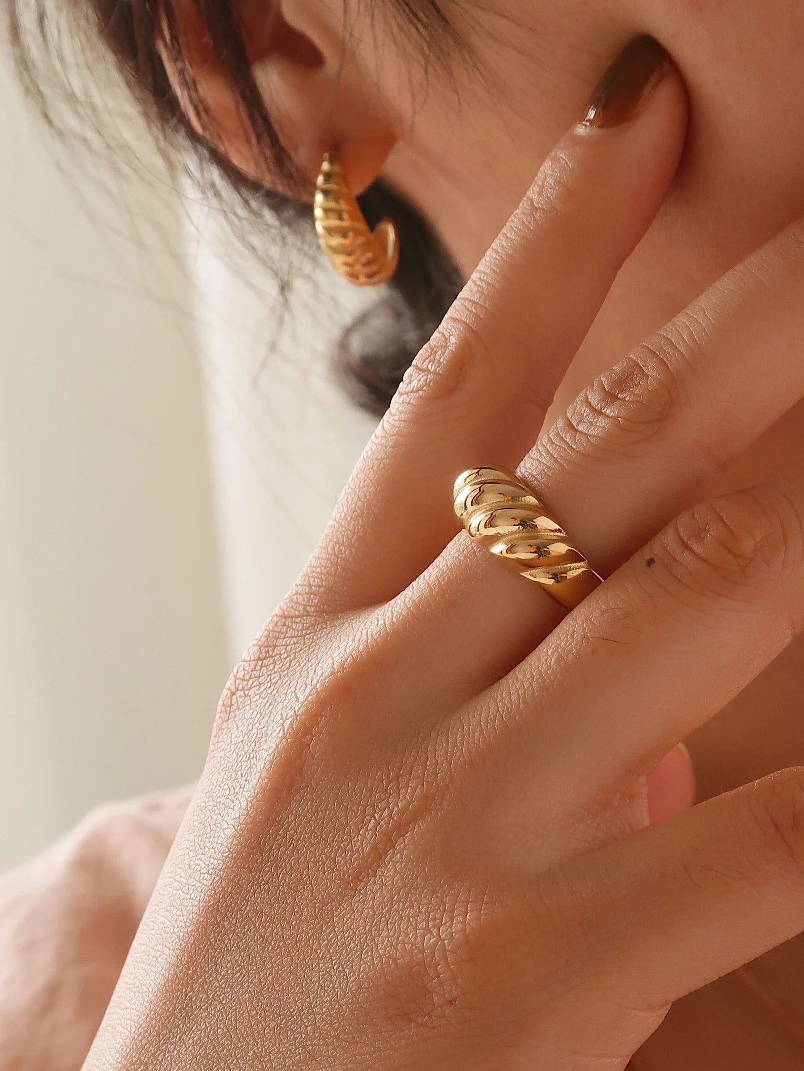 Gold Croissant Dome Ring - Camillaboutiqueco camillaboutiqueshop.com
