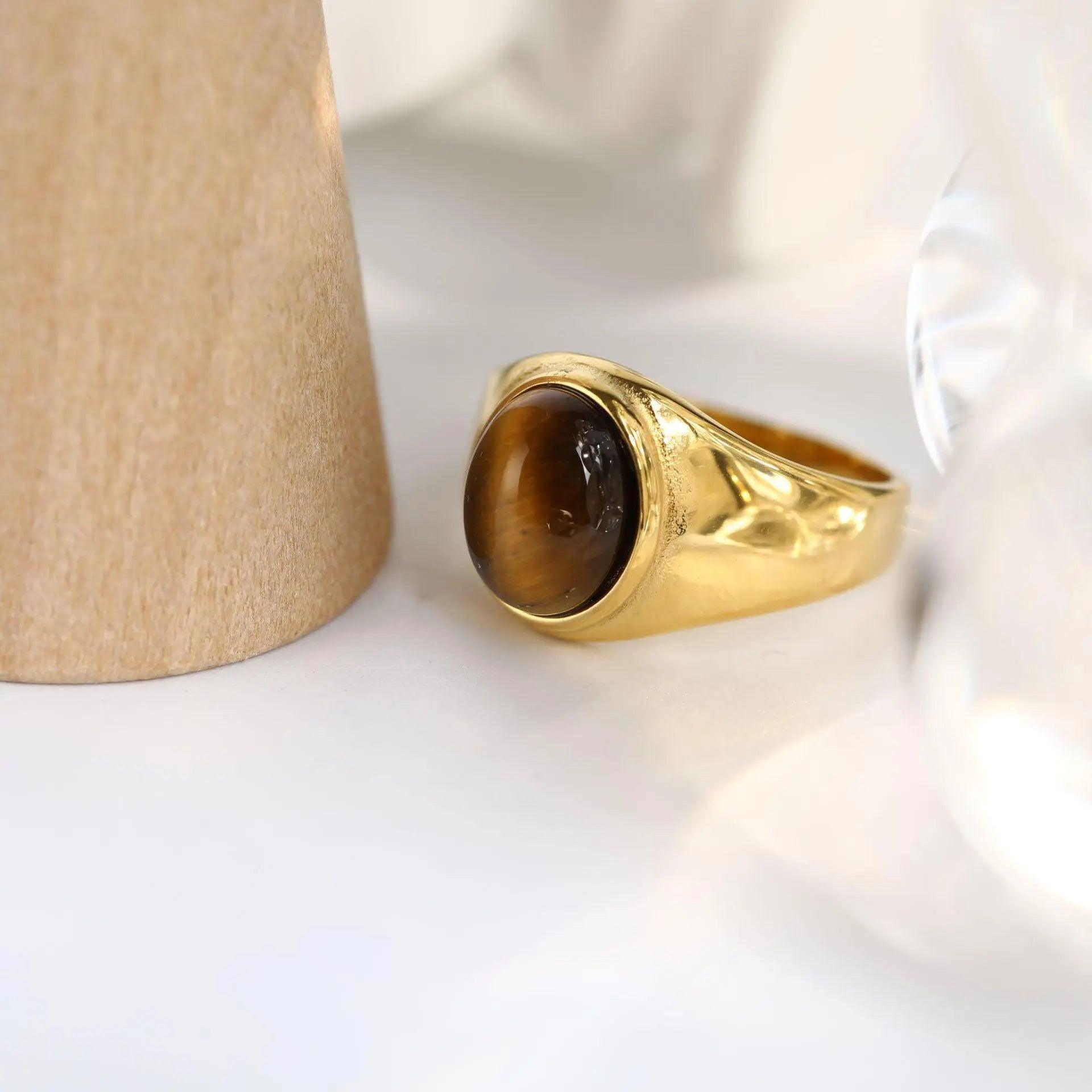 Gold Oval Gem Ring - Camillaboutiqueco camillaboutiqueshop.com