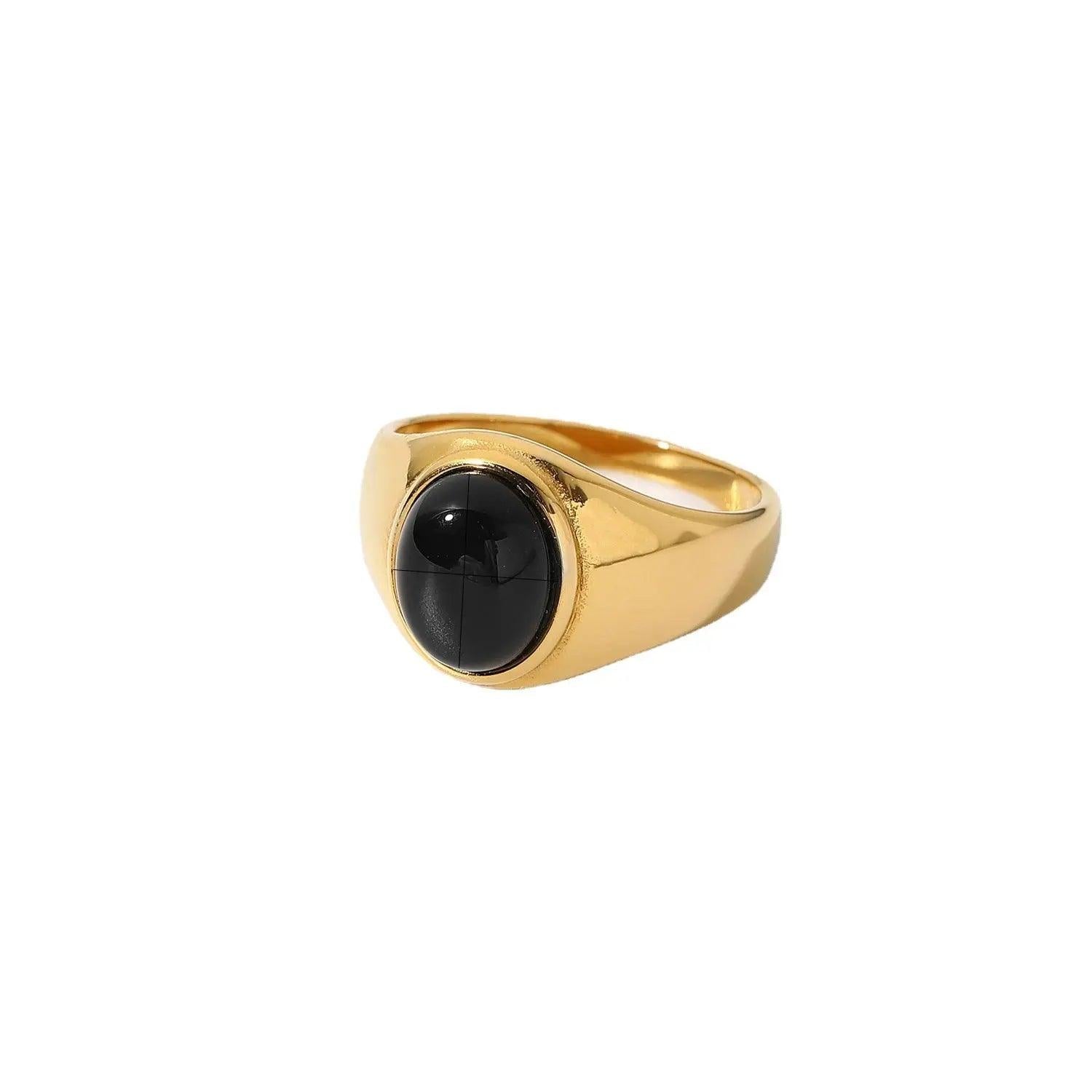 Gold Oval Gem Ring - Camillaboutiqueco camillaboutiqueshop.com