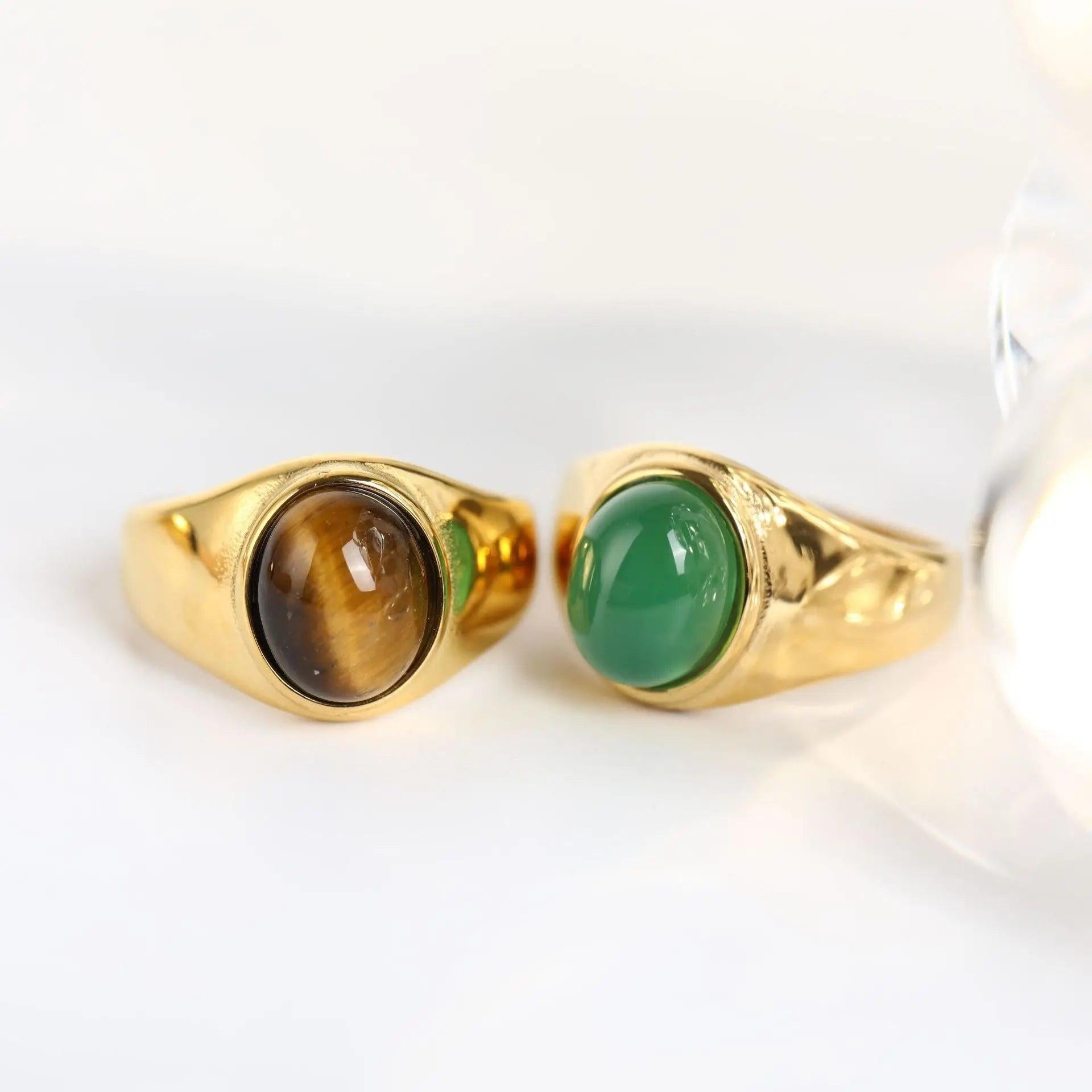 Gold Oval Gem Ring - Camillaboutiqueco camillaboutiqueshop.com