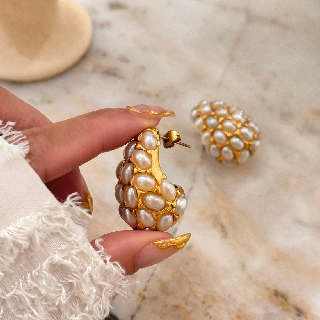 Gold Pearl Teardrop Earrings - Camillaboutiqueshop
