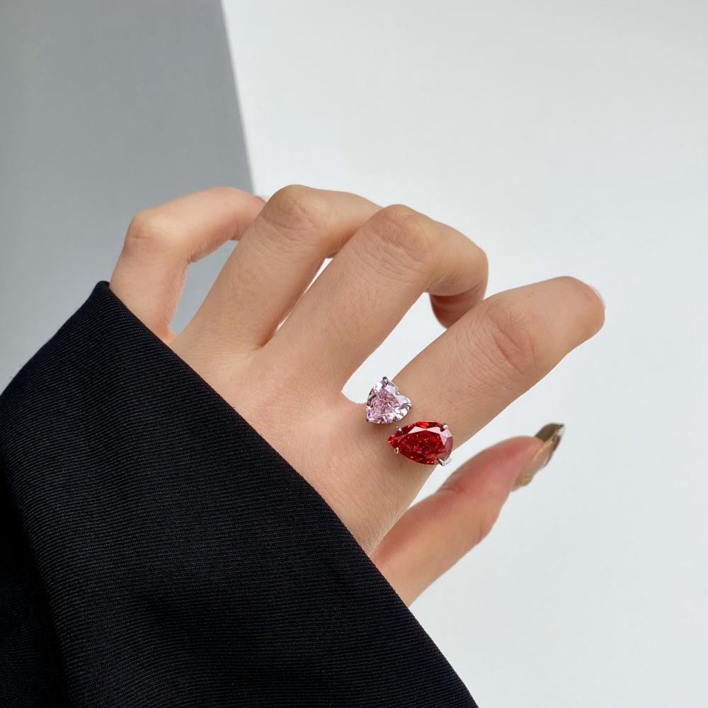 Heart & Pear Split Toi et Moi Sterling Silver Ring - Camillaboutiqueco camillaboutiqueshop.com