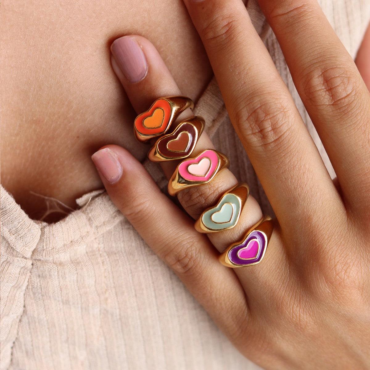 Heart Stainless Steel Signet Ring - Camillaboutiqueco camillaboutiqueshop.com