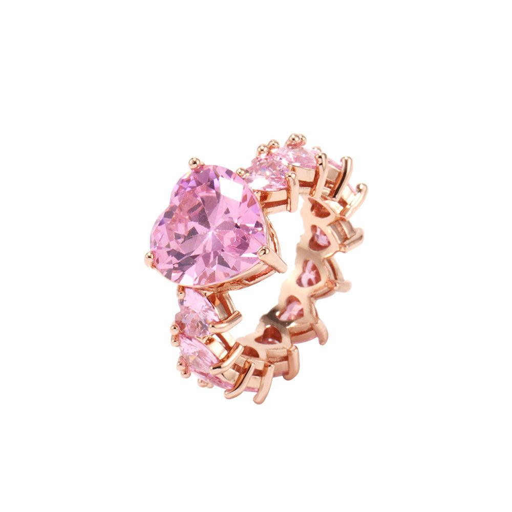 Icy Pink Heart Ring - CamillaBoutique Rose Gold-Pink / 8