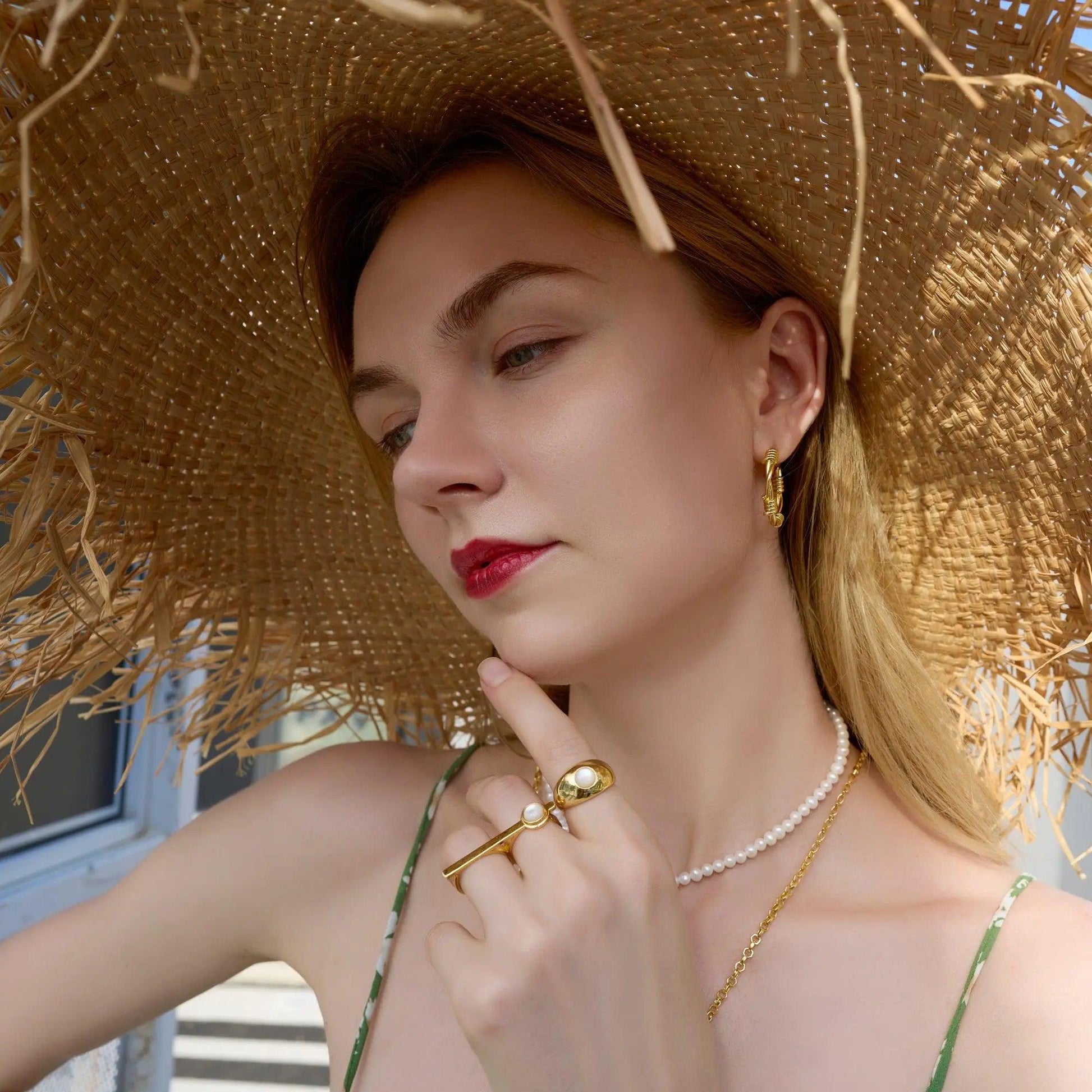 Mother Of Pearl Gold Dome Ring - Camillaboutiqueco camillaboutiqueshop.com