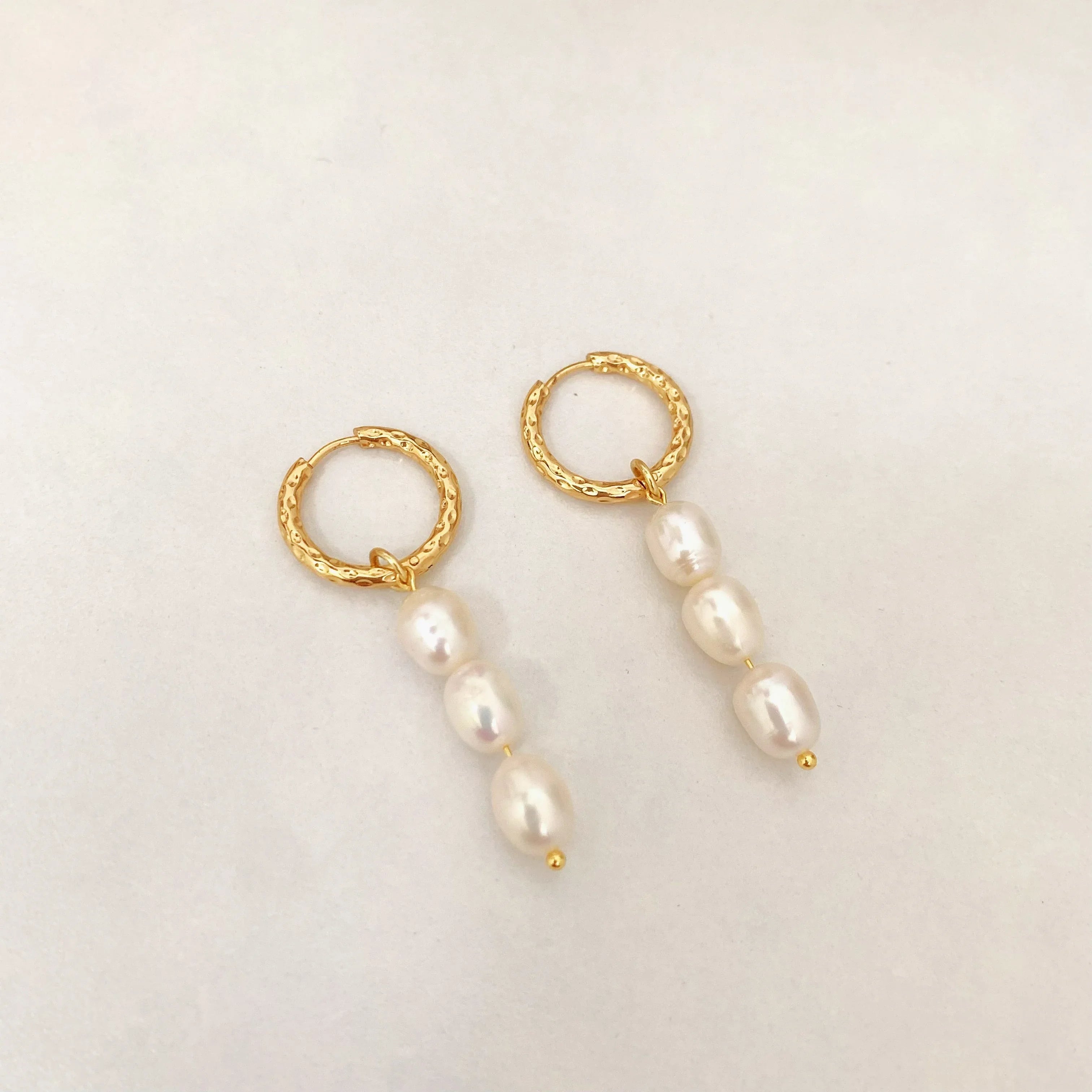 Pearl Drop Hoop Earrings - Camillaboutiqueshop