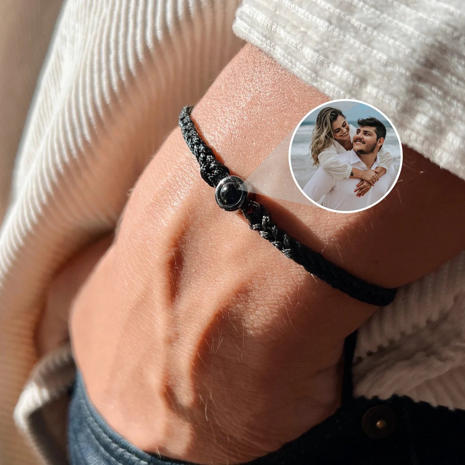  Customized Picture Bracelets For Women, Custom Black Bracelet  With Pictures, Personalized Heart Locket Cable Link Bracelet, Photo Bracelet  For Women Picture Locket Bracelet Of Loved One