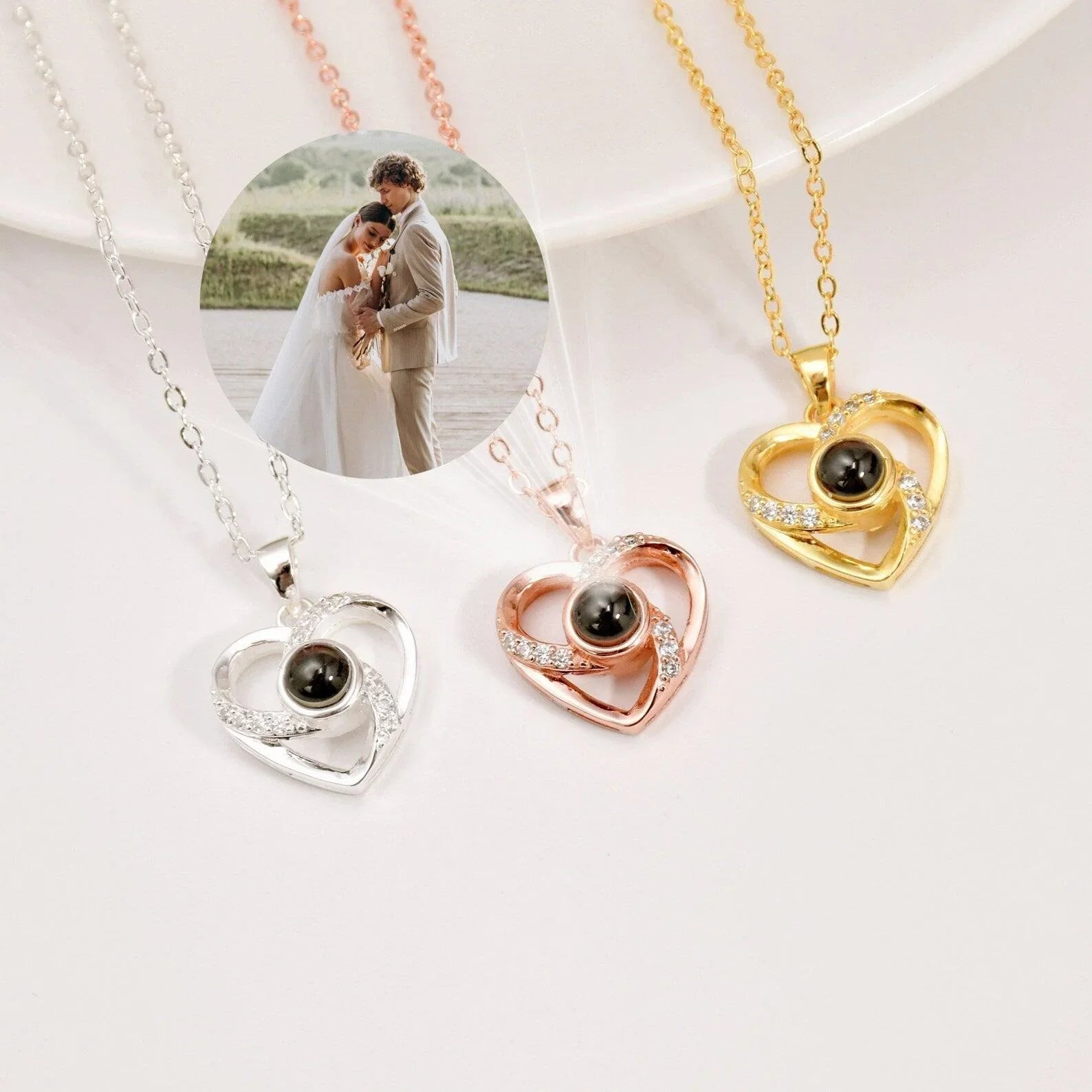 Personalized Photo Projection Necklace Heart With Picture Inside