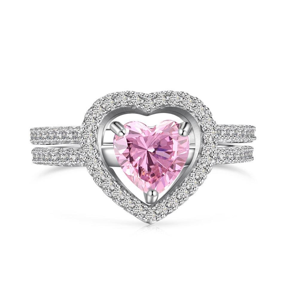 Heart pink ring, outlet sterling silver, promise ring, pink ring, cz ring, high quality ring, engagement ring