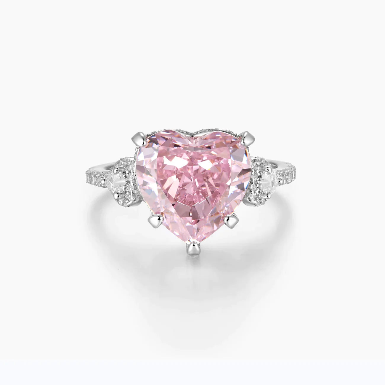 Pink Heart Shape Cz Ring, Pink Heart Shaped Rings