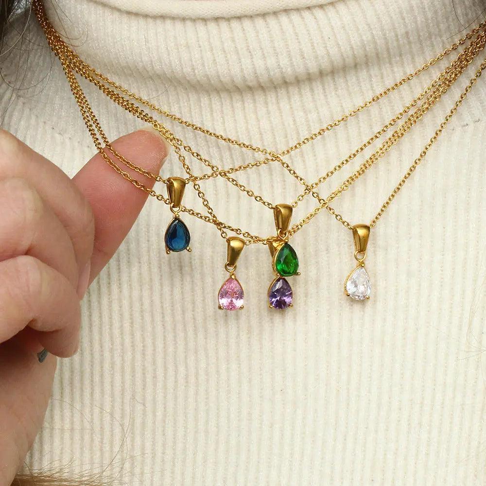 RAINBOW TEARDROP NECKLACE - Camillaboutiqueco camillaboutiqueshop.com