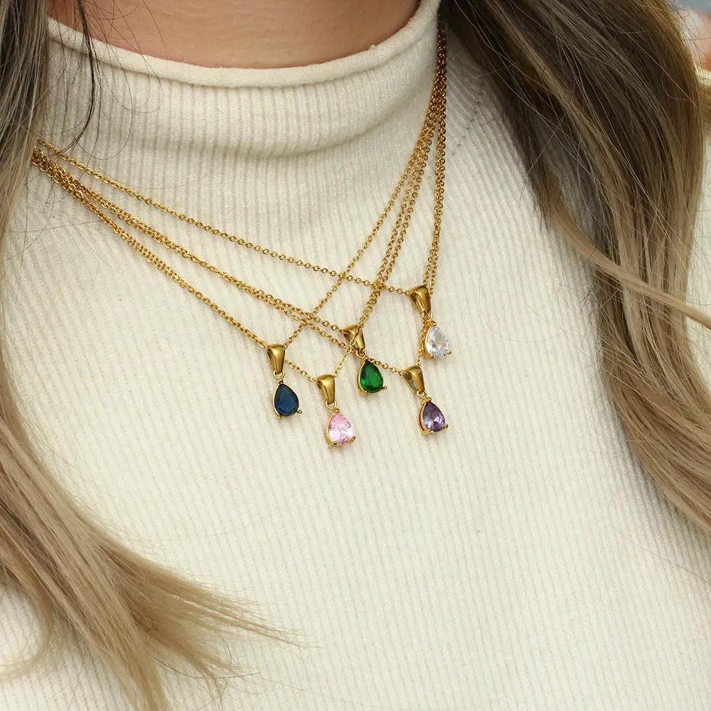 RAINBOW TEARDROP NECKLACE - Camillaboutiqueco camillaboutiqueshop.com