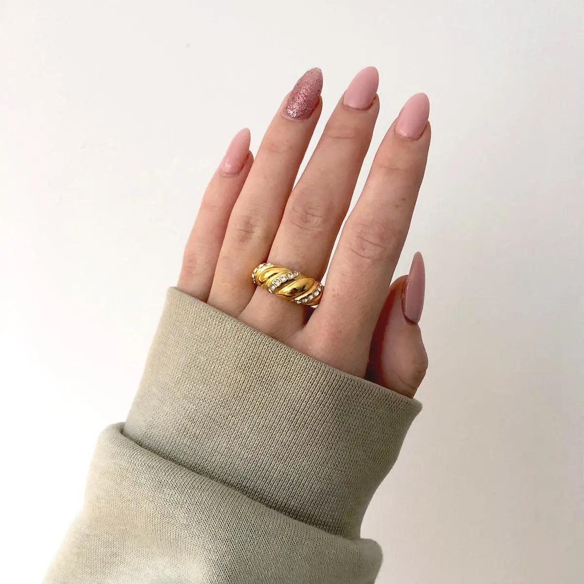Sparkle Croissant Dome Ring - Camillaboutiqueco camillaboutiqueshop.com
