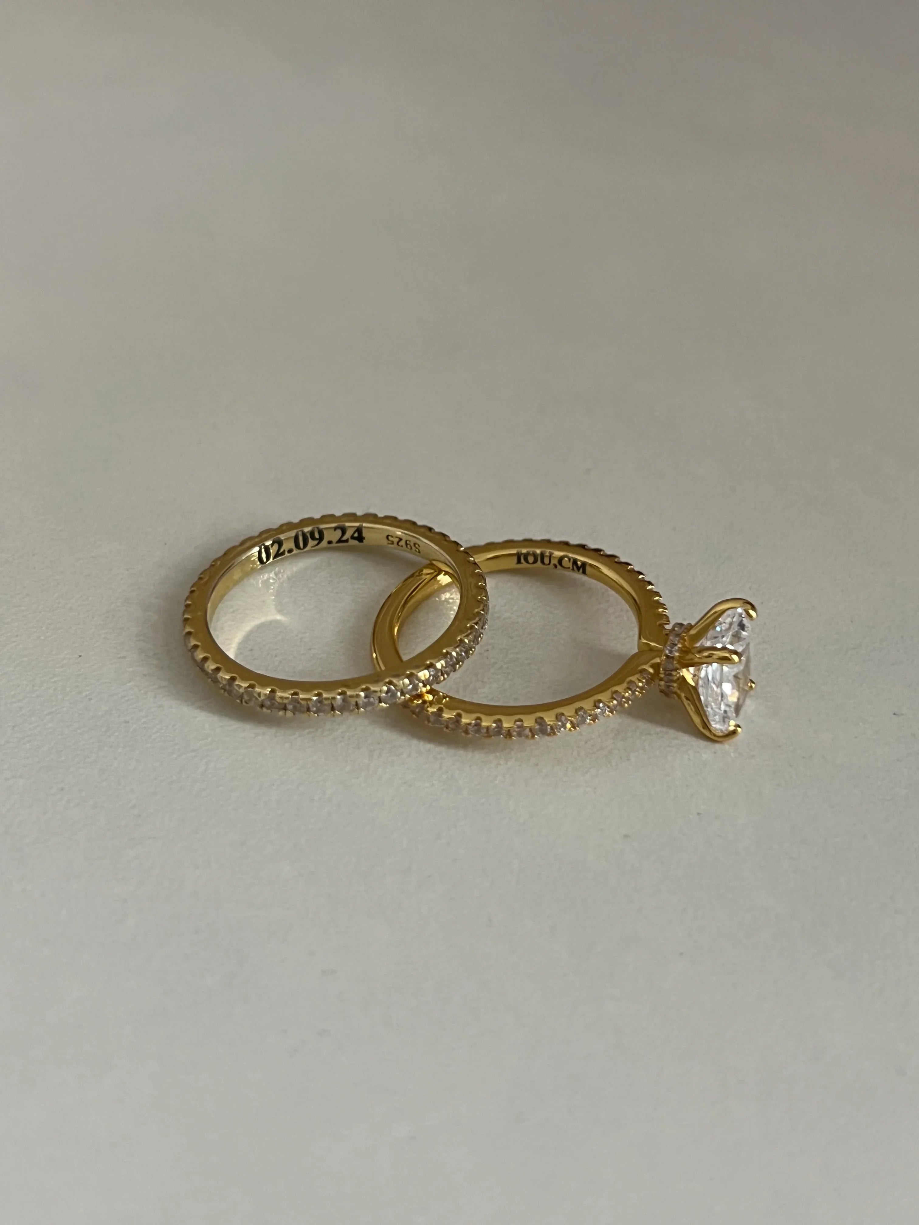 Sterling Silver Tiny Radiant Wedding Ring Set - Camillaboutiqueshop