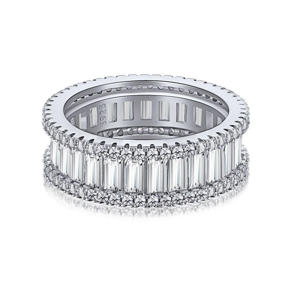 Stunning Emerald CutEternity Band Ring In Sterling Silver - Camillaboutiqueco camillaboutiqueshop.com