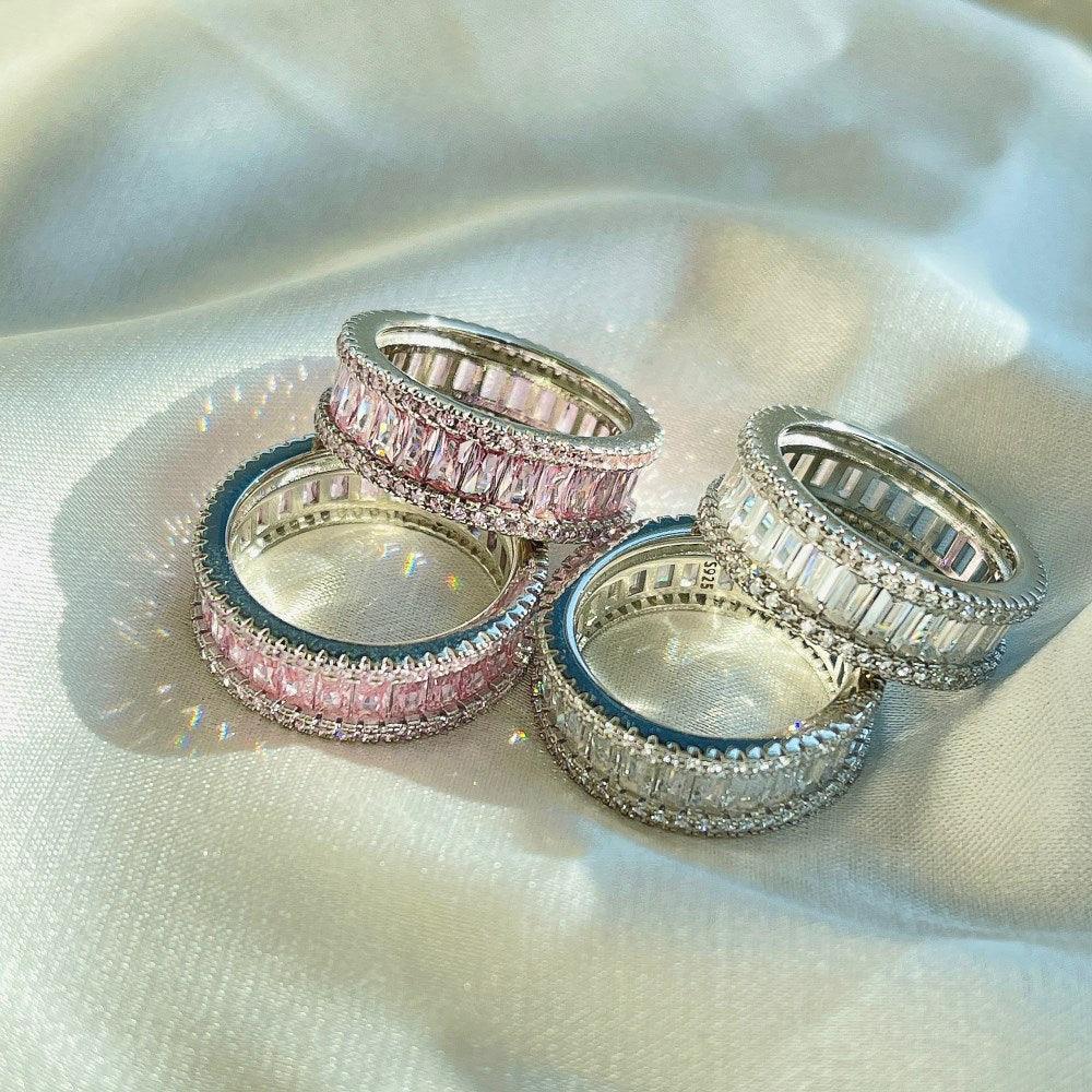 Stunning Emerald CutEternity Band Ring In Sterling Silver - Camillaboutiqueco camillaboutiqueshop.com