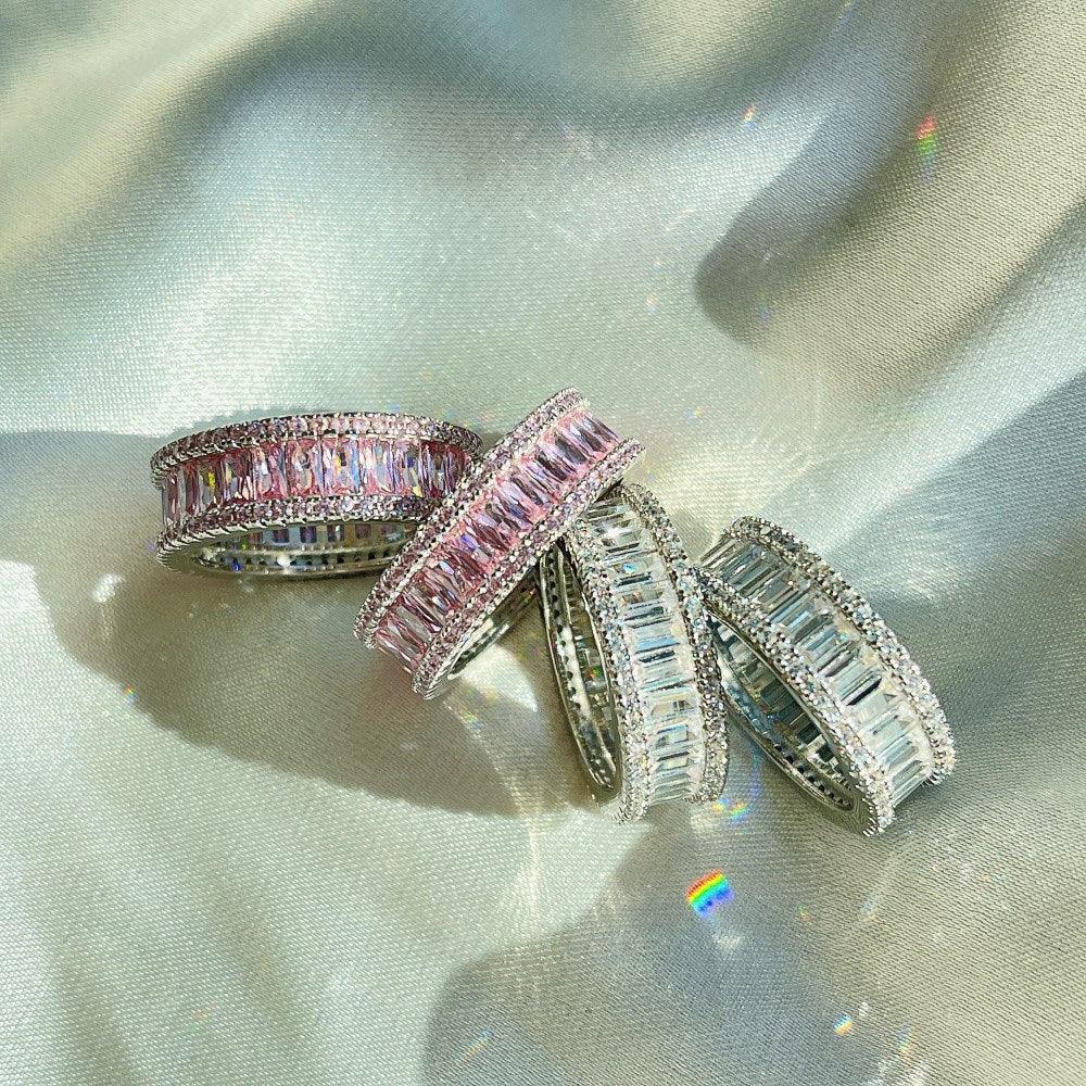 Stunning Emerald CutEternity Band Ring In Sterling Silver - Camillaboutiqueco camillaboutiqueshop.com