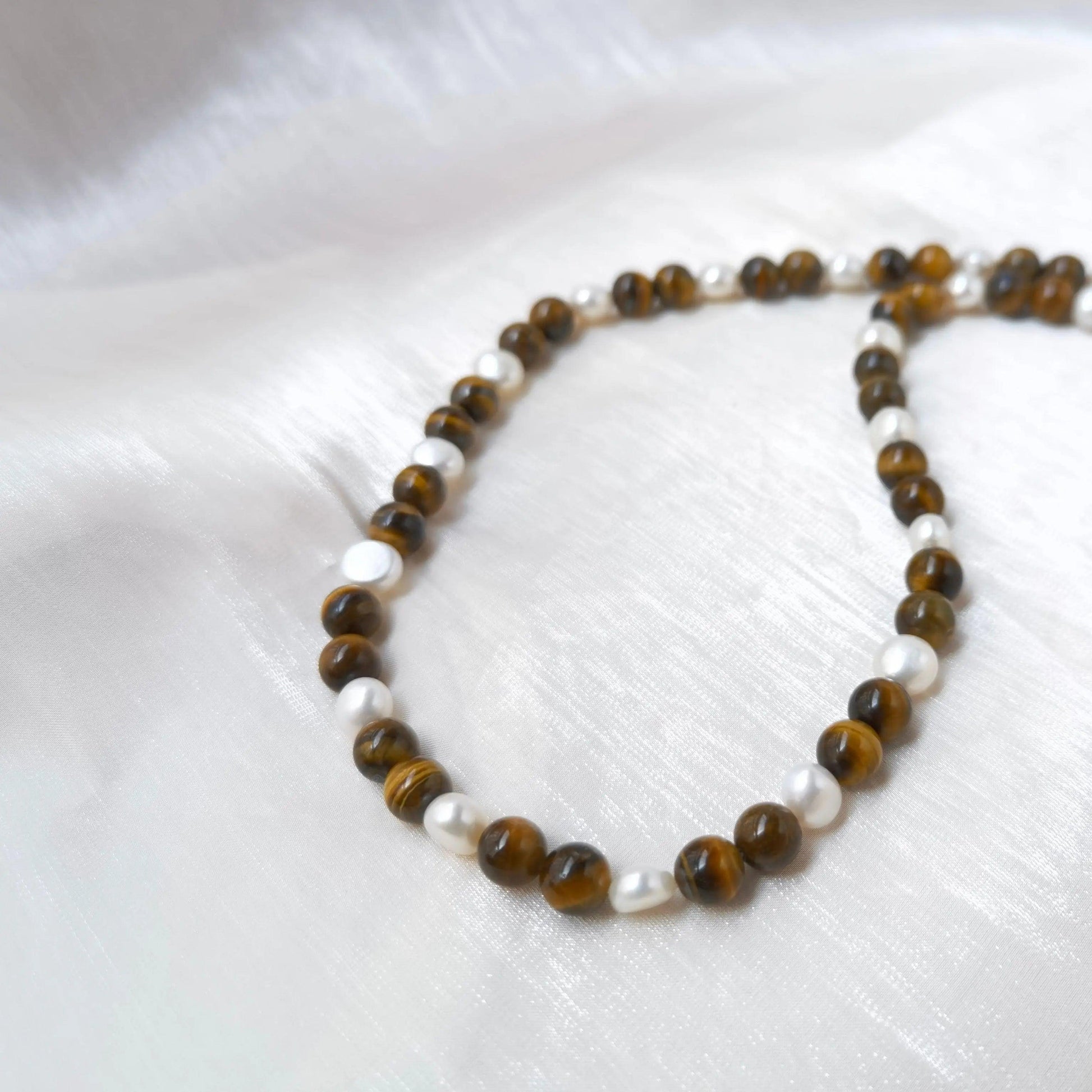 Tiger Eye Pearl Beaded Necklace - Camillaboutiqueco camillaboutiqueshop.com