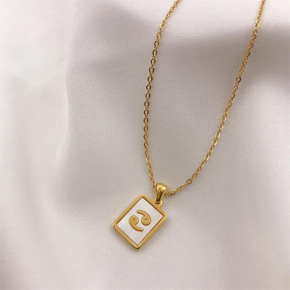 White Zodiac Square Pendant Necklace - Camillaboutiqueco camillaboutiqueshop.com