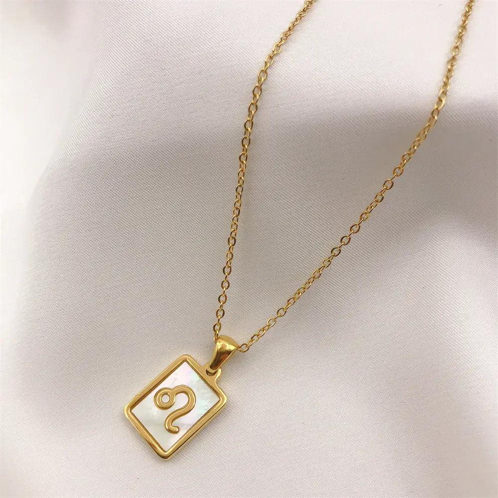White Zodiac Square Pendant Necklace - Camillaboutiqueco camillaboutiqueshop.com
