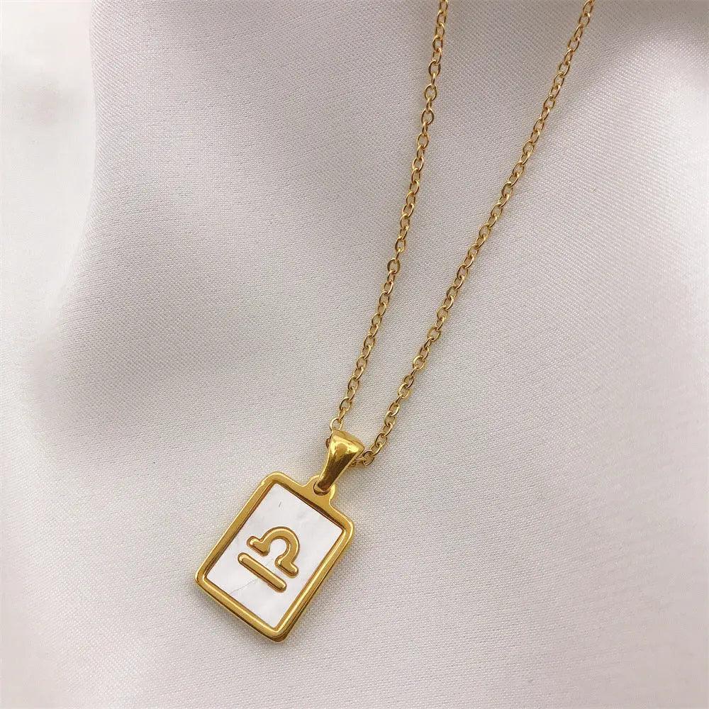White Zodiac Square Pendant Necklace - Camillaboutiqueco camillaboutiqueshop.com