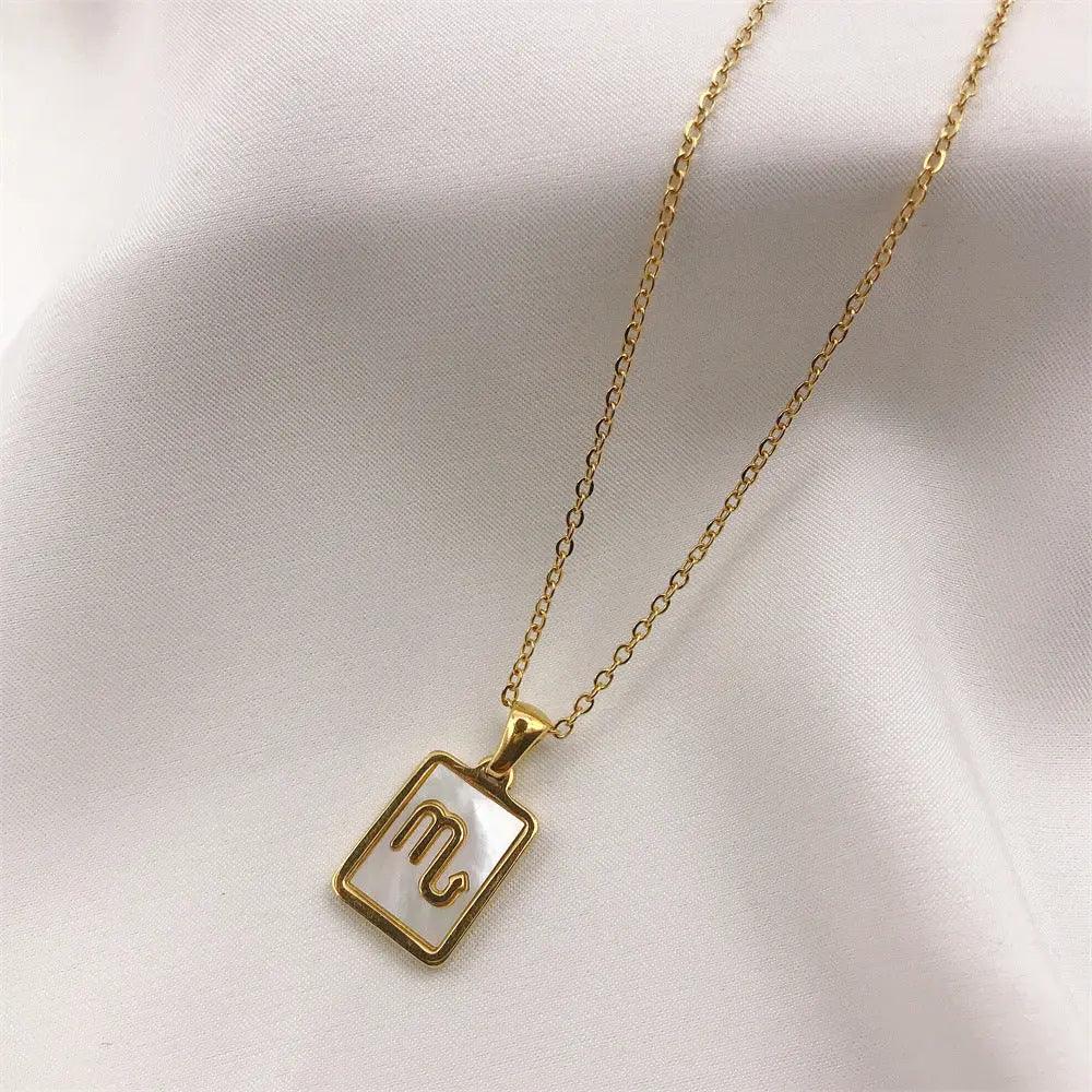 White Zodiac Square Pendant Necklace - Camillaboutiqueco camillaboutiqueshop.com