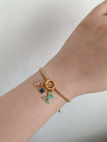 2 Enamel Initials & Birthstone Charm Bracelet - camillajewelry