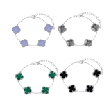 Classic Sterling Silver Diamond clover Bracelet