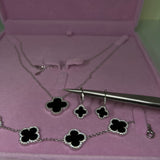 Luxe Black Onyx Clover Jewelry Set