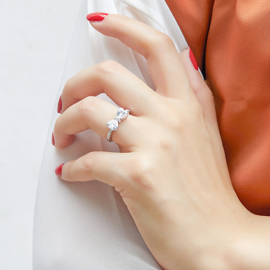 Sparkling Sterling Silver Bow Ring