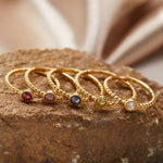 18K Gold Solitaire Birthstone Ring - camillaboutiqueshop