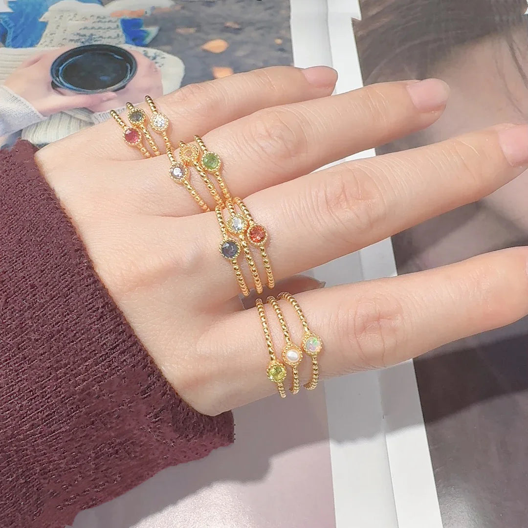 18K Gold Solitaire Birthstone Ring - Camillaboutiqueshop