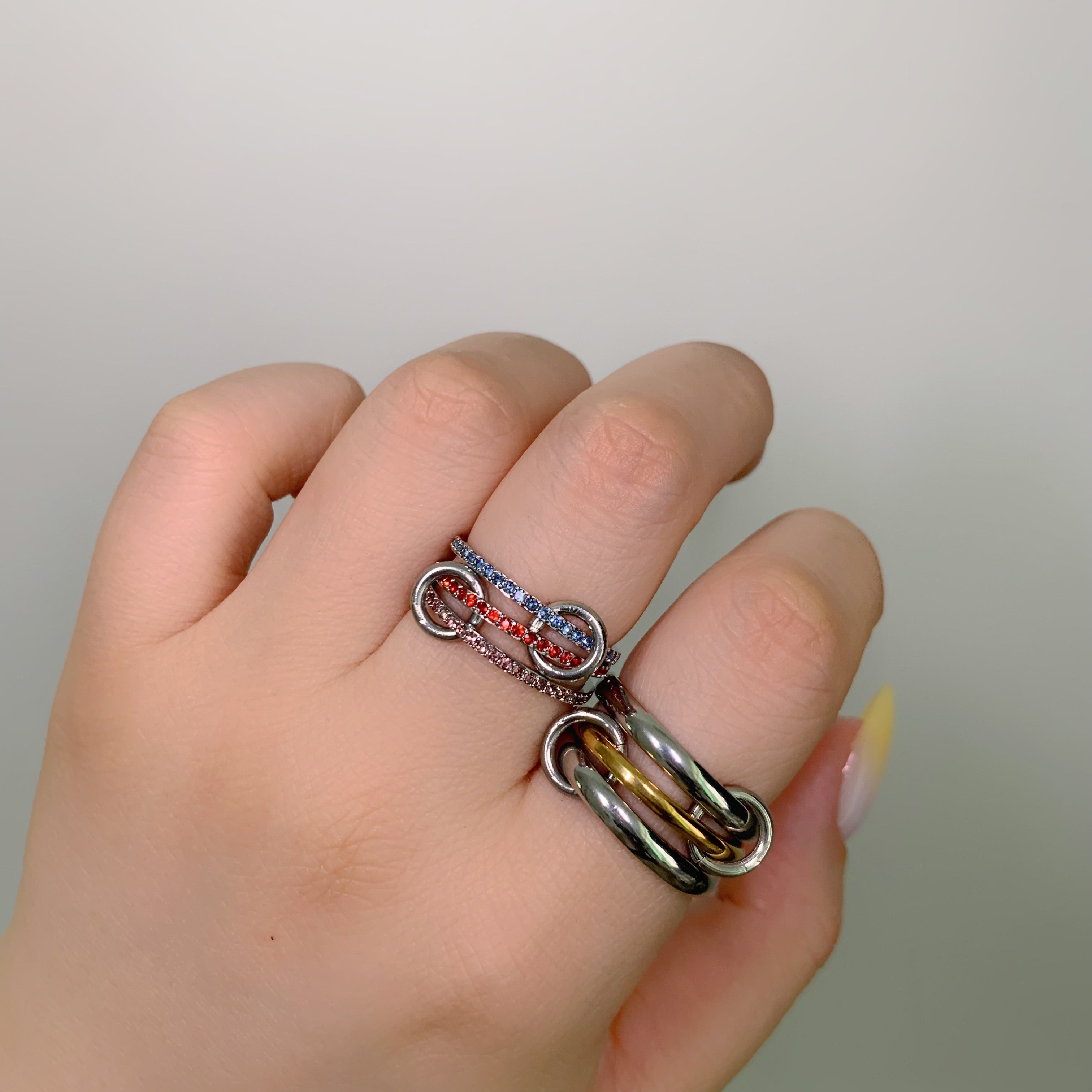 Silver Triple Birthstone Band Stackable Rings - camillaboutiqueshop