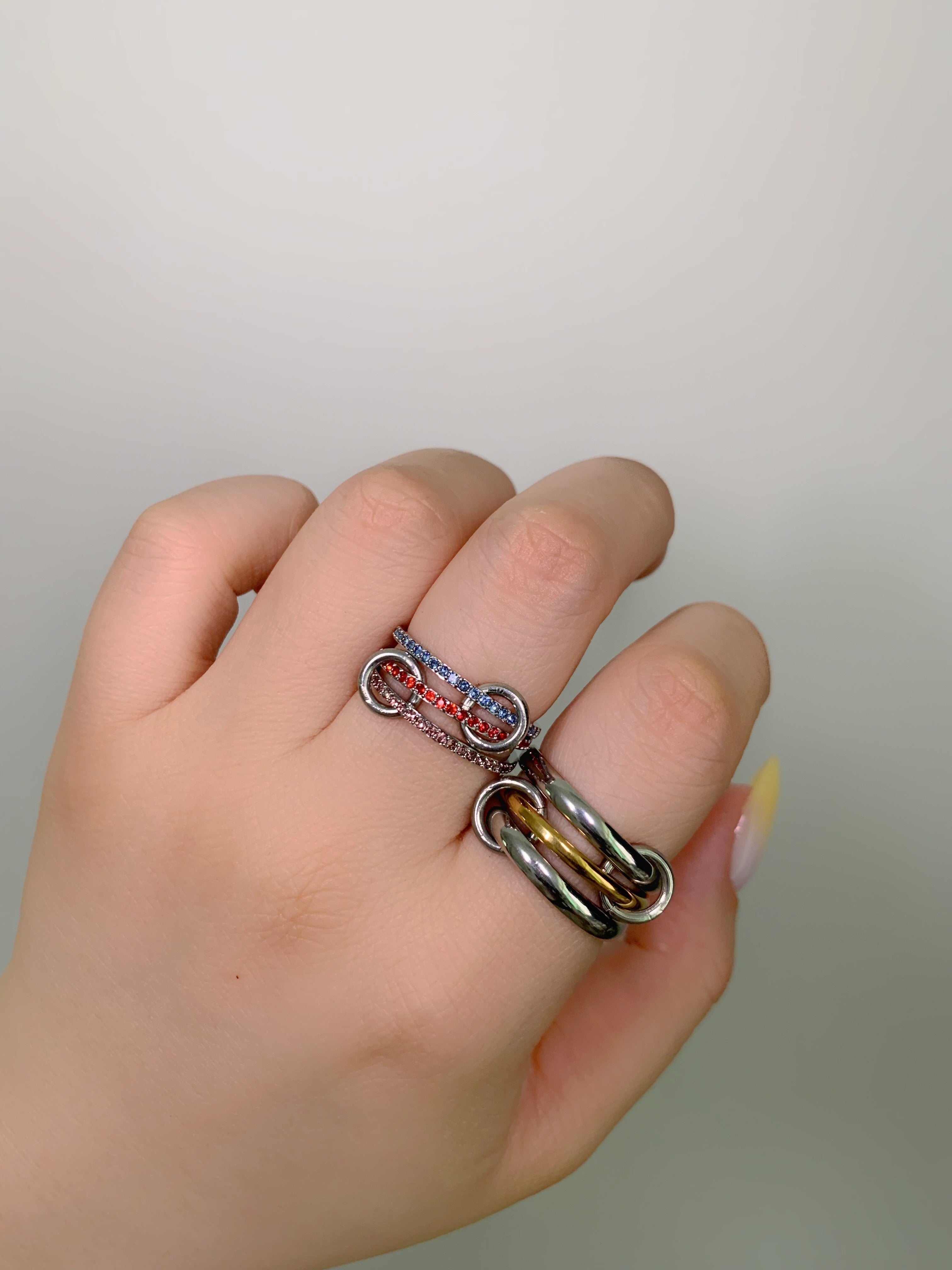 Silver Triple Birthstone Band Stackable Rings