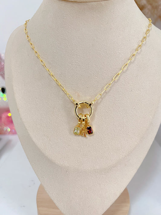 2 Birthstone & Initial Necklace - Camillaboutiqueshop