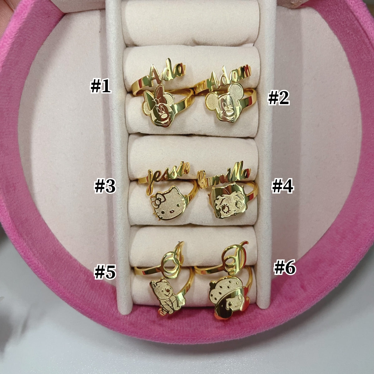 Custom Cartoon Initial & Name Rings