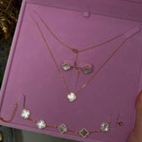 Mother Of Pearl Clover Jewelry Set